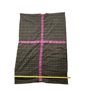 Vintage Handwoven Textile‎ Fabric Tribal Geometric Pink Stripes Dark Green Plaid